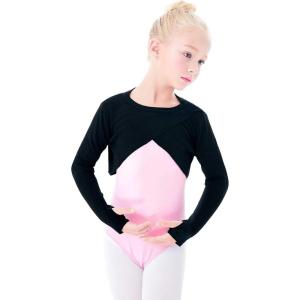 imageDaydance Kids Girls Ballet Shrug Knit Pullover Dance Sweater with Thumb HolesBlack