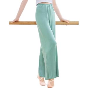 imageDaydance Modal Teen Girls Women Palazzo Pants for Dance Wide Leg Loungewear for Ballet Work Out YogaGreen