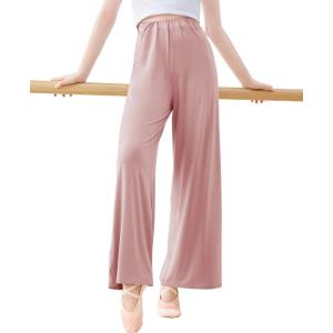 imageDaydance Modal Teen Girls Women Palazzo Pants for Dance Wide Leg Loungewear for Ballet Work Out YogaPink