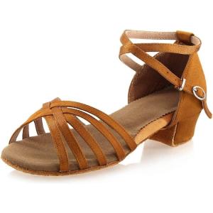 imageDaydance Tan Girls Latin Dance Shoes Women Low Heels Tango Salsa Ballroom ShoesTan
