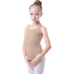 imageDaydance Tan Leotard Kids Seamless Camisole Dance Leotards for Ballet Gymnastics with Adjustable StrapsTan