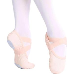 imageDaydance Teens Women Elastic Canvas Ballet Shoes Soft Split Sole Dance Slippers for Gymnastics YogaBallet Pink