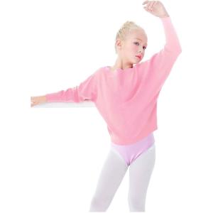 imageDaydance Toddler Girls Dance Sweaters Batwing Sleeve Ballet Warm Up for LeotardsPinkbat Sleeve