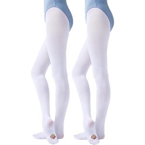 imageDaydance Toddler Girls Women Soft Ballet Convertible Tights for Dance Gymnastics Under Dress 60D 215 Years Women SizeWhite2 Packsupgrade