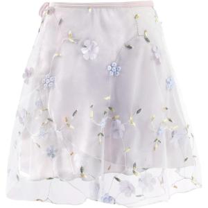 imageDaydance White Ballet Wrap Skirts for Women Lyrical Embroider Dance Skirts 2 LayersGray