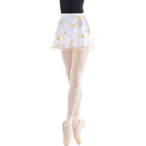 imageDaydance White Ballet Wrap Skirts for Women Lyrical Embroider Dance Skirts 2 LayersYellow