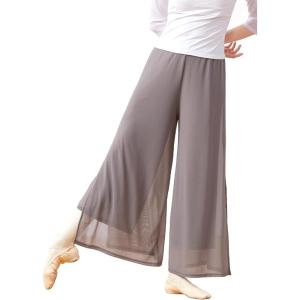 imageDaydance Women Palazzo Pants Loose 2 Layers Side Slit Loungewear for Dance Ballet YogaGrey2 Layers