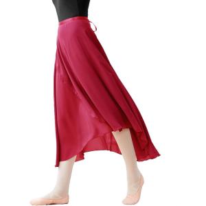 imageDaydance Womens Ballet Skirts Long Sheer Dance Skirts Black with Tie WaistBurgundy82cm