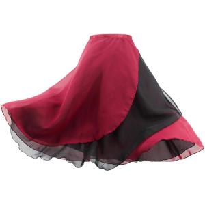 imageDaydance Womens Ballet Skirts Long Sheer Dance Skirts Black with Tie WaistBurgundyblack58cm