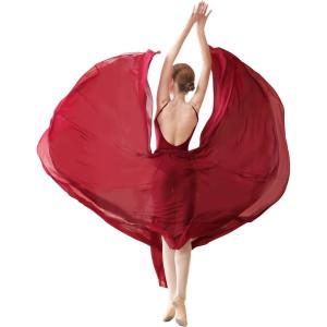 imageDaydance Womens Ballet Skirts Long Sheer Dance Skirts Black with Tie WaistBurgundyelastic Waist