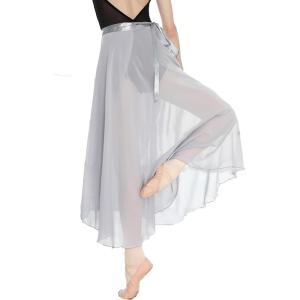 imageDaydance Womens Ballet Skirts Long Sheer Dance Skirts Black with Tie WaistGrey82cm