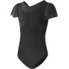 imageDaydance Fluttler Sleeve Ballet Dance Leotards for ToddlerGirlsKidsBig KidsBig GirlsBlackflutter Sleeve