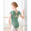 imageDaydance Fluttler Sleeve Ballet Dance Leotards for ToddlerGirlsKidsBig KidsBig GirlsGreenflutter Sleeve