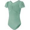 imageDaydance Fluttler Sleeve Ballet Dance Leotards for ToddlerGirlsKidsBig KidsBig GirlsGreenflutter Sleeve