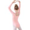 imageDaydance Girls Ballet Leotard Long Sleeve Classic Girls Dance Leotard for Ballet GymnasticsBallet Pink