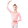 imageDaydance Girls Ballet Leotard Long Sleeve Classic Girls Dance Leotard for Ballet GymnasticsBallet Pink