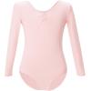 imageDaydance Girls Ballet Leotard Long Sleeve Classic Girls Dance Leotard for Ballet GymnasticsBallet Pink