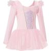 imageDaydance Girls Ballet Leotard Long Sleeve Classic Girls Dance Leotard for Ballet GymnasticsBallet Pink Tutu Skirt