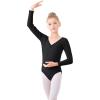imageDaydance Girls Ballet Leotard Long Sleeve Classic Girls Dance Leotard for Ballet GymnasticsBlack