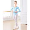 imageDaydance Girls Ballet Leotard Long Sleeve Classic Girls Dance Leotard for Ballet GymnasticsLight Blue