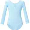 imageDaydance Girls Ballet Leotard Long Sleeve Classic Girls Dance Leotard for Ballet GymnasticsLight Blue