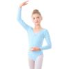 imageDaydance Girls Ballet Leotard Long Sleeve Classic Girls Dance Leotard for Ballet GymnasticsLight Blue