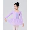 imageDaydance Girls Ballet Leotard Long Sleeve Classic Girls Dance Leotard for Ballet GymnasticsLight Purple Tutu Skirt