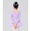 imageDaydance Girls Ballet Leotard Long Sleeve Classic Girls Dance Leotard for Ballet GymnasticsLight Purple Tutu Skirt
