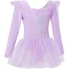 imageDaydance Girls Ballet Leotard Long Sleeve Classic Girls Dance Leotard for Ballet GymnasticsLight Purple Tutu Skirt