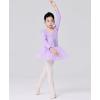 imageDaydance Girls Ballet Leotard Long Sleeve Classic Girls Dance Leotard for Ballet GymnasticsLight Purple Tutu Skirt