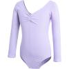 imageDaydance Girls Ballet Leotard Long Sleeve Classic Girls Dance Leotard for Ballet GymnasticsLight Violet
