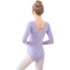 imageDaydance Girls Ballet Leotard Long Sleeve Classic Girls Dance Leotard for Ballet GymnasticsLight Violet