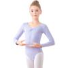 imageDaydance Girls Ballet Leotard Long Sleeve Classic Girls Dance Leotard for Ballet GymnasticsLight Violet