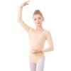 imageDaydance Girls Ballet Leotard Long Sleeve Classic Girls Dance Leotard for Ballet GymnasticsNude