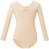 imageDaydance Girls Ballet Leotard Long Sleeve Classic Girls Dance Leotard for Ballet GymnasticsNude
