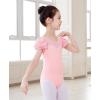 imageDaydance Girls Ballet Leotard Puff Sleeve Girls Mesh Dance Leotard for Ballet GymnasticsBallet Pink