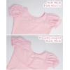 imageDaydance Girls Ballet Leotard Puff Sleeve Girls Mesh Dance Leotard for Ballet GymnasticsBallet Pink