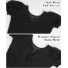 imageDaydance Girls Ballet Leotard Puff Sleeve Girls Mesh Dance Leotard for Ballet GymnasticsBlack