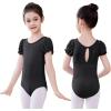 imageDaydance Girls Ballet Leotard Puff Sleeve Girls Mesh Dance Leotard for Ballet GymnasticsBlack