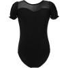 imageDaydance Girls Ballet Leotard Puff Sleeve Girls Mesh Dance Leotard for Ballet GymnasticsBlack