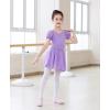 imageDaydance Girls Ballet Leotard Puff Sleeve Girls Mesh Dance Leotard for Ballet GymnasticsViolet