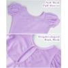 imageDaydance Girls Ballet Leotard Puff Sleeve Girls Mesh Dance Leotard for Ballet GymnasticsViolet