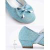 imageDaydance Kids Toddler Girls Dress Shoes Pumps Low Heels Sparkling Flower Mary Jane Footwear for Party Prom Wedding BirthdayPrincess Blue