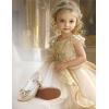 imageDaydance Kids Toddler Girls Dress Shoes Pumps Low Heels Sparkling Flower Mary Jane Footwear for Party Prom Wedding BirthdayPrincess Gold
