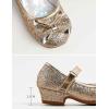 imageDaydance Kids Toddler Girls Dress Shoes Pumps Low Heels Sparkling Flower Mary Jane Footwear for Party Prom Wedding BirthdayPrincess Gold