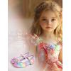 imageDaydance Kids Toddler Girls Dress Shoes Pumps Low Heels Sparkling Flower Mary Jane Footwear for Party Prom Wedding BirthdayPrincess Rainbow