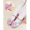 imageDaydance Kids Toddler Girls Dress Shoes Pumps Low Heels Sparkling Flower Mary Jane Footwear for Party Prom Wedding BirthdayPrincess Rainbow