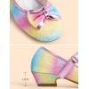 imageDaydance Kids Toddler Girls Dress Shoes Pumps Low Heels Sparkling Flower Mary Jane Footwear for Party Prom Wedding BirthdayPrincess Rainbow