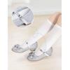 imageDaydance Kids Toddler Girls Dress Shoes Pumps Low Heels Sparkling Flower Mary Jane Footwear for Party Prom Wedding BirthdayPrincess Silver