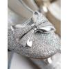 imageDaydance Kids Toddler Girls Dress Shoes Pumps Low Heels Sparkling Flower Mary Jane Footwear for Party Prom Wedding BirthdayPrincess Silver